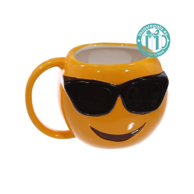 Taza original emoticono con gafas de sol