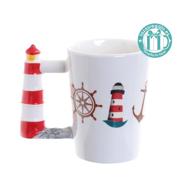 Taza original con asa en forma de faro Taza original con asa en forma de faro