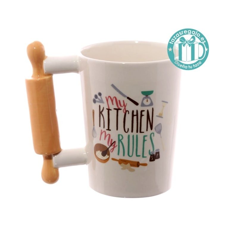 Taza original con asa en forma de rodillo de cocina Taza original con asa en forma de rodillo de cocina