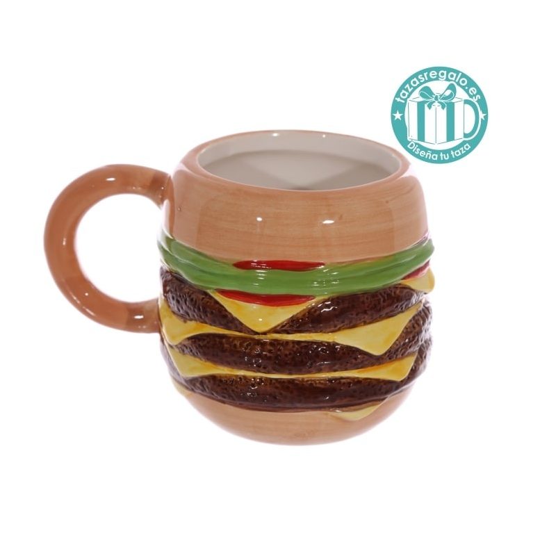 Taza original con forma de hamburguesa.