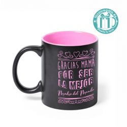 Taza negra personalizada con motivo del Día de la Madre