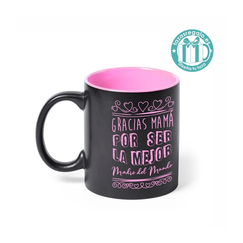 Taza negra personalizada con motivo del Día de la Madre