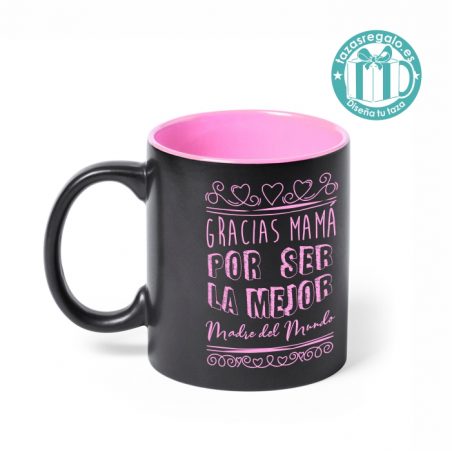 Taza negra personalizada con motivo del Día de la Madre