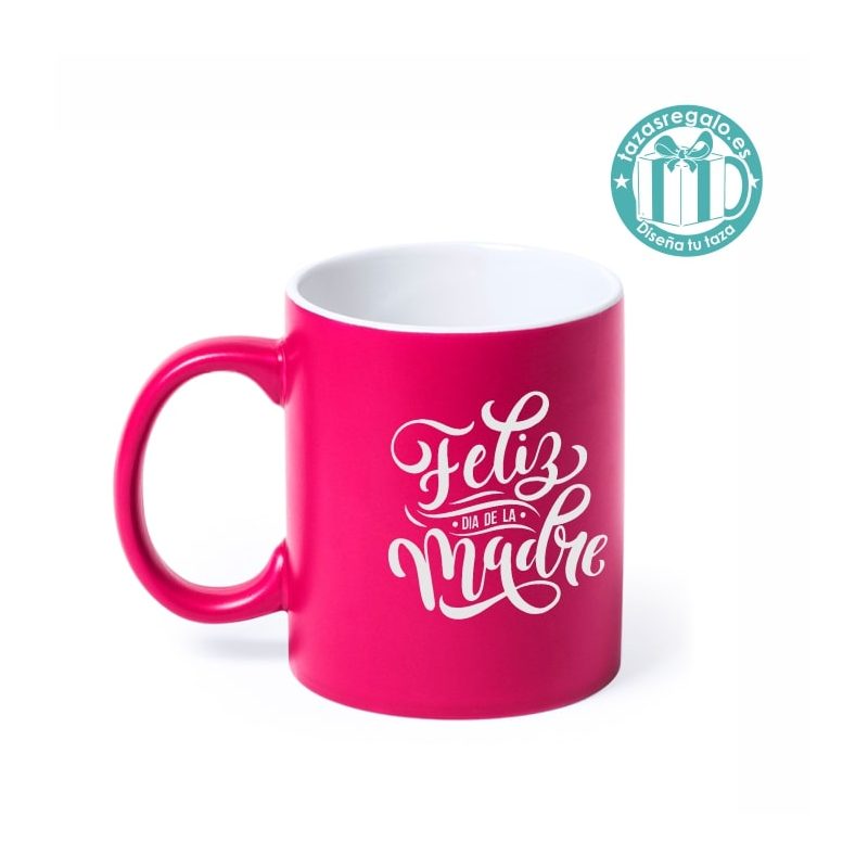 Taza original para regalar el día de la Madre. Taza rosa personalizada