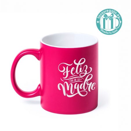 Taza original para regalar el día de la Madre. Taza rosa personalizada