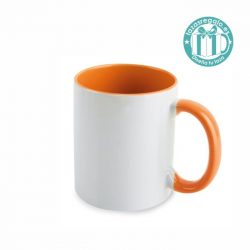 Taza personalizada con interior y asa naranja