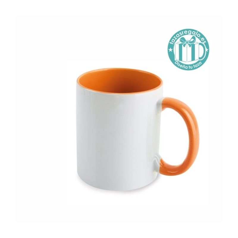 Taza personalizada con interior y asa naranja Taza personalizada con interior y asa naranja