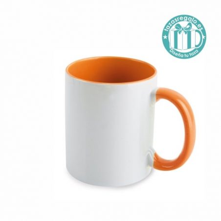 Taza personalizada con interior y asa naranja